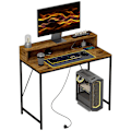 Pikkukuva 10 / 10: Rootz Computer Table - Pöytä Monitor Alue - Home Office Desk - USB & Type -C -yhteydet - 100L x 50b x 90,5h cm - maalaismainen ruskea