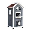 Pikkukuva 1 / 11: Rootz Cat House - harmaa, valkoinen - kuusipuu, asfaltti - 23,22 cm x 21,65 cm x 42,91 cm