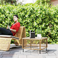 Pikkukuva 2 / 10: Rootz Poly Rattan -puutarhapöytä - Säänkestävä sivupöytä - Neljännespöytä - Kestävä muotoilu - 65 cm x 65cm x 43cm