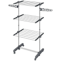 Miniatyrbillede 5 af 6: Rootz Tørrestativ - Tøjlufter - Tørretumbler - 4 niveauer - Sammenfoldelig - Et-klik-system - Rustfrit stål - Blå - Sølv - 142cm X 55cm X 152cm
