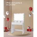 Miniatyrbillede 2 af 10: Rootz White Toiletbord - Sminkebord - Makeup Skrivebord - Spånplademateriale - Melaminbelægning - 80 cm x 40 cm x 140 cm - LED-pærer inkluderet - Anti