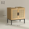 Miniatyrbillede 3 af 10: Rootz badeværelse skab - Boho Design - Sink Storage Unit - Rattan Elements - Passer under vask - Brun - 60x39x60 cm