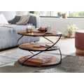 Miniatyrbillede 5 af 7: Rootz sofabord 58x58x40,5 cm massivt sheesham træ - metal med opbevaringsplads - Stuebord Massivt sofabord - Lille bord sidebord stue moderne - Rundt