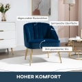 Miniatyrbillede 4 af 9: Rootz Retro Design Lænestol - Velvet Look - Læse- og accentstol - Elegant og komfortabel - Alsidig placering - 65 cm x 64 cm x 77 cm