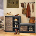 Miniatyrbillede 3 af 7: Rootz Modern skænk med skydedør - Kommode - Skoskab - Alsidig opbevaring - Justerbare hylder - Holdbart PB-materiale - 80cm x 89cm x 35cm