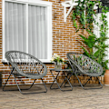 Miniatyrbillede 2 af 6: Rootz 3-delt Rattan Look Havemøbelsæt - 2 Stole - 1 Bord - Sammenklappelig - Syntetisk Rattan - Grå - 76W x 77D x 78H cm