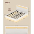 Pikkukuva 7 / 7: Rootz Bed Frame - Platform Bed - LED -valaistus - Latausasema - tukee 455 kg - 213 cm x 167cm x 90cm - pilvivalkoinen