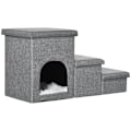Miniatyrbillede 1 af 6: Rootz kæledyrstrapper - Med kæledyrsseng - Med skjult opbevaring - Hundetrappe - Lysegrå - 73,5 cm x 33 cm x 40,5 cm