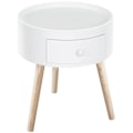 Miniatyrbillede 6 af 7: Rootz Sofabord Med Skuffe - Sidebord - Rundt - Scandi Design - Beskyttelseskant - Træ - Hvid - Ø38 x H45 cm
