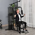 Miniatyrbild 2 av 7: Rootz Gym Power Station - Fitness Station - Multigym Fitness Center - Träningsutrustning - Inklusive vikter - Lat Pulldown - Leg Curl - Metall - PU ko