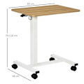 Miniatyrbillede 3 af 5: Rootz stående skrivebord - Højdejusterbar - 4 hjul - C-form - Naturlig + Hvid - 65 cm x 48 cm x 70-110 cm