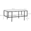 Miniatyrbillede 3 af 6: Rootz Sofabord - Sidebord - Med glasplade - Bord - Med 3 hylder - Hærdet glas/stål - Gennemsigtig/Sort - 100 x 55 x 45,5 cm