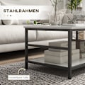 Miniatyrbild 6 av 9: Rootz Marble Look Soffbord Set - Sidobord - Vardagsrumsmöbler - Stålstomme - 80cm x 54cm x 41cm, 60cm x 60cm x 51cm