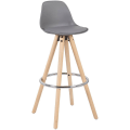 Miniatyrbillede 1 af 10: Rootz Designer barstol - Bordskammel - Køkkentaburet - Stilfuldt gråt ryglæn - Komfortabelt imiteret læder - Nem montering - 96,5 cm x 38,5 cm x 33 cm