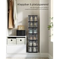 Miniatyrbillede 6 af 6: Rootz foldeskoskab med 6 æsker - Skobeholder - I transparent blæk, sort - PP og PS plastik - 35,5 cm x 25,5 cm x 105 cm