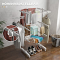 Miniatyrbillede 4 af 10: Rootz 3-lags foldbar mobil tøjlufter - Tørretumbler - Tørrestativ - Maksimal alsidighed - Pladsbesparende design - Nem mobilitet - 142L x 55W x 152H c