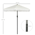Miniatyrbillede 3 af 7: Rootz vippende haveparasol - Patio paraply - Sunshade - Boho Style - Optimal Sun Protection - Ø225 cm x 223 cm - fløde og sorte frynser