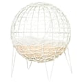 Miniatyrbillede 7 af 7: Rootz Rattan Kattekurv - Kattehule - Kattehytte - Katteseng med pude - Forhøjet design - Dyreseng - Cremehvid - Ø45 x 57H cm