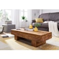 Miniatyrbild 2 av 6: Rootz soffbord massivt trä Sheesham 120 cm brett design vardagsrumsbord mörkbrunt bord i lantlig stil