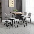 Miniatyrbillede 2 af 5: Rootz Barbord - Barstole i industrielt design - Knapsyning - Imiteret linned - Spånplade - Grå + Sort - 120cm x 60cm x 91cm