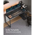 Miniatyrbillede 5 af 8: Rootz Ebony Black Skrivebord - Studiebord - Skrivebord - Spånplade og stål - Stor overflade - Nem montering - Robust konstruktion - 56cm x 137cm x 120
