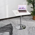 Miniatyrbild 2 av 6: Rootz Bar Table - Bistro Table Pub - Height-Adjustable - Square Bar Table - Steel - White - 60 x 60 x 69-92 cm