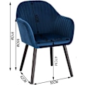 Miniatyrbild 3 av 7: Rootz Set med 6 matstolar - Sammetsklädd - Köksstolar - Ergonomiskt stöd - Enkel montering - Hållbar konstruktion - 81cm x 40cm x 40cm