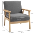 Miniatyrbillede 3 af 6: Rootz Lænestol i Scandi Design - Accent Stol - Massivt træ - Linnedlook - Grå + Natur - 64 cm x 70 cm x 72 cm