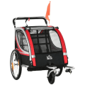 Miniatyrbild 1 av 11: Rootz Cykelvagn för barn - 2 i 1 barnvagn - Cykelsläp för barn - 2-sits transporthållare - Med dragkoppling - Röd/Svart - 142 x 75 x 101 cm