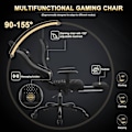 Miniatyrbillede 5 af 9: Rootz Massage Gaming Chair - Ergonomisk Gamer Chair - Lændestøtte - Åndbart teknisk stof - Justerbare armlæn - 50 cm x 48 cm x 75,5 cm