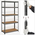 Miniatyrbillede 5 af 8: Rootz opbevaringsstativ - opbevaringshylder - kraftige reoler - 5 niveauer opbevaringshylder - metalopbevaringshylder - grå - 180 x 90 x 40 cm