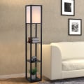 Miniatyrbillede 1 af 6: Rootz gulvlampe - sort - konstrueret træ, stof - 10,23 cm x 10,23 cm x 62,99 cm