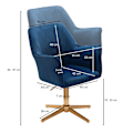Miniatyrbillede 4 af 7: Rootz drejestol - Skrivebordsstol - Fløjlsbetræk - Polstrede armlæn - 360° rotation - Guldramme - 80-97cm x 55cm x 55cm