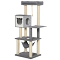 Miniatyrbillede 3 af 8: Rootz Scratching Cat Tree Climbing - Grå, Hvid - Spånplade, Sisal, Plys - 23,22 cm x 148,89 cm x 61,02 cm