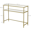 Pikkukuva 5 / 9: Rootz-konsolipöytä - Sivupöytä - 2 tasoa - Karkaistu lasi - Metallikehys - Säädettävät jalat - Kulta - 100 x 35 x 80 cm