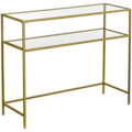 Miniatyrbillede 1 af 9: Rootz Konsolbord - Sidebord - 2 niveauer - Hærdet glas - Metalstel - Justerbare ben - Guld - 100 x 35 x 80 cm