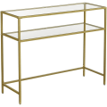 Pikkukuva 1 / 9: Rootz-konsolipöytä - Sivupöytä - 2 tasoa - Karkaistu lasi - Metallikehys - Säädettävät jalat - Kulta - 100 x 35 x 80 cm