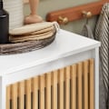 Pikkukuva 7 / 10: Rootz-pesukaappi taitettavalla pussilla - Pyykinkeräin - Kylpyhuoneen säilytys - Kestävä bambu- ja MDF-rakenne - Helppo kuljettaa -kahvat - 32 cm x 85