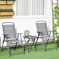 Miniatyrbillede 7 af 7: Rootz Udendørs Bistro Møbelsæt - Have Bistro Sæt - Foldebar Bistro Sæt - Hærdet glas - Mesh stof - Lysegrå - 53,5 cm x 64 cm x 93 cm