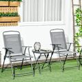 Pikkukuva 7 / 7: Rootz Outdoor Bistro -huonekalusetti - Puutarhabistrosetti - Kokoontaittuva bistrosetti - Karkaistu lasi - Verkkokangas - Vaaleanharmaa - 53,5 cm x 64