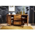 Miniatyrbillede 4 af 7: Rootz Design skænk 160x40x88 cm Sheesham Solid Wood - Kommode med døre og skuffer - Massiv skænk Industriel - Massivt træskab med metalben