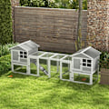 Miniatyrbild 4 av 6: Rootz Small Animal Hutch - Dubbelt huvudhus - Marsvinshår - Bunny Run - Trä Small - Run Box - Utdragbar bricka - Ramp - Grå - 259 x 64 x 92 cm