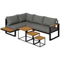 Miniatyrbillede 7 af 7: Rootz udendørs siddegruppe - 5-delt Loungemøbler - Havemøbelsæt - Sofabord - Siddehynder - Grå + Natur - 148 cm x 61 cm x 71,5 cm