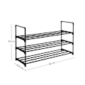 Miniatyrbillede 3 af 7: Rootz Skostativ - 3 hylder Skohylder - Skoopbevaring - Skoopbevaringsstativ - Skodisplaystativ - Metalrør/plastikforbindelser - Sort - 92 x 30,5 x 55