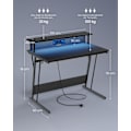 Miniatyrbillede 4 af 6: Rootz computerbord - Arbejdsstation - Arbejdsbord - Spånplade og stål - 60 cm x 120 cm x 76 cm - Skærmstativ - Ibenholt Sort - 19,6 kg - 100 kg Maks.