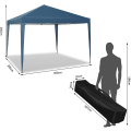 Miniatyrbillede 3 af 9: Rootz Gazebo Pop-Up telt - Vandtæt Pagoda - Solbeskyttelsesoverdækning - Robust og stabil, UV- og regnbestandig, Nem opsætning - 3 x 3 m Blå