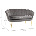 Miniatyrbillede 3 af 6: Rootz Sofa - 2 personers stofsofa - Sofasæde - Lounge Sofa - Grå - 133 x 63 x 75 cm