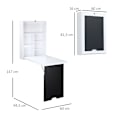 Miniatyrbillede 3 af 6: Rootz Wall Skrivebord - Foldbar Bordplade - Vægbord - 5 Rum - Pladsbesparende - Sort+ Hvid - 60x94,5x147cm