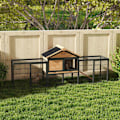 Miniatyrbillede 2 af 11: Rootz 2 Level Rabbit Stable - Double -Deck House - Udendørs kæledyrskabning - Vejrbestandigt, let rent - 217 cm x 53 cm x 86 cm