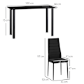 Miniatyrbild 3 av 6: Rootz Matgrupp - Matbord med 4 stolar - Modern design - Glasbord - konstläder - Svart - 120cm x 60cm x 97cm